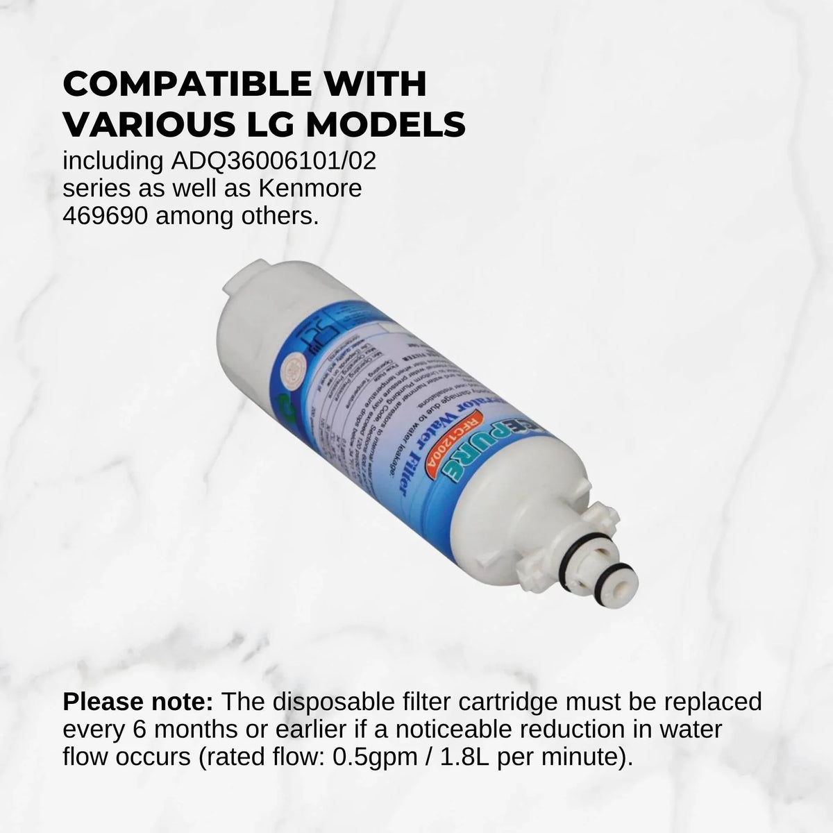 2 FRIDGE WATER FILTER For LG ADQ36006101 ADQ36006102 LT700P KENMORE 469690