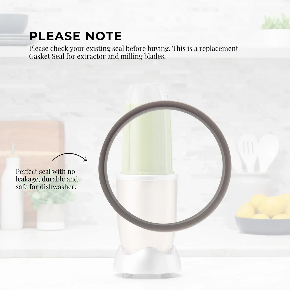 Kitchee For Nutribullet Short Cup + Extractor Blade + Grey Seal