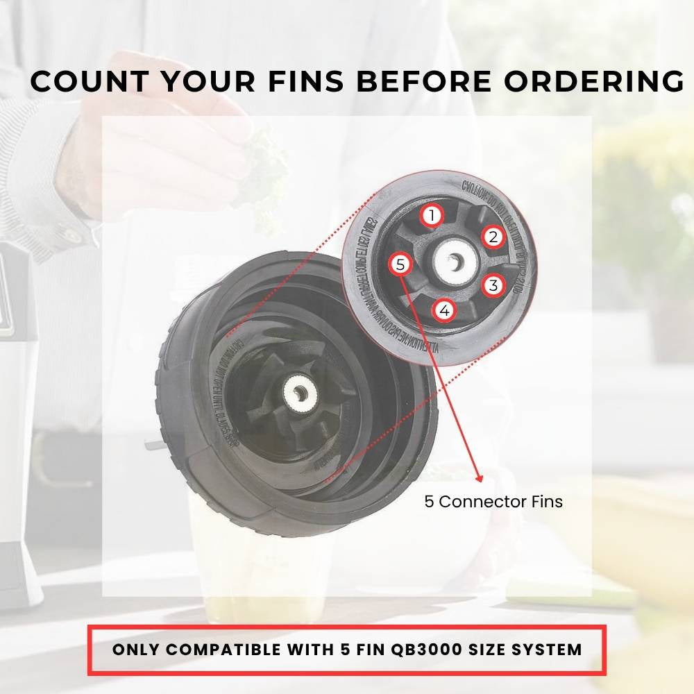 5 Fin 85mm Blade Replacement Compatible with Nutri Ninja QB3000 - Not Auto IQ