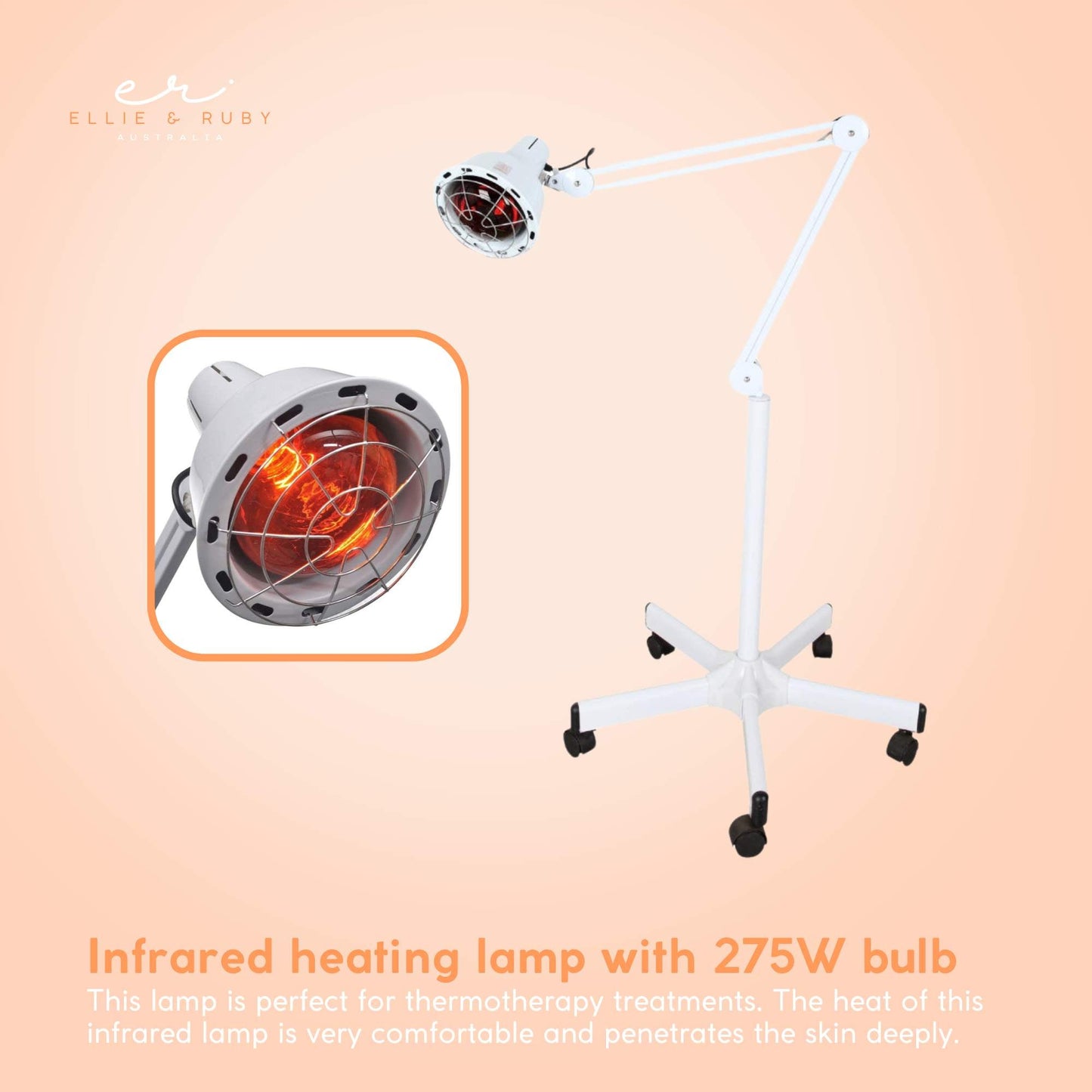 Ellie & Ruby Infrared Heat Floor Lamp 275W Mobile Dimmable Home Salon Treatment