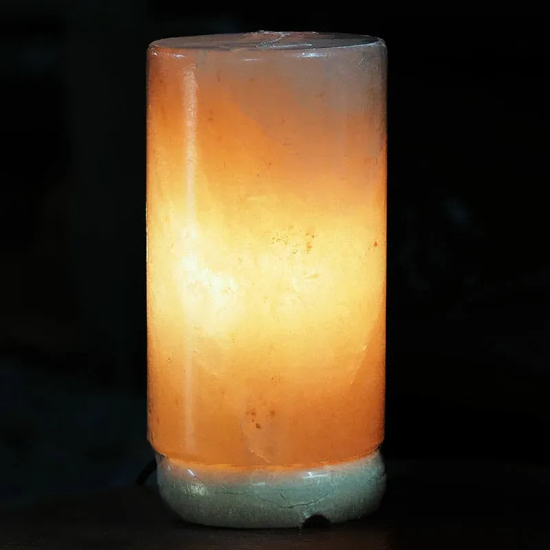 Orku Cylinder Shape Himalayan Pink Salt Lamp - Hand Carved Tube Night Light