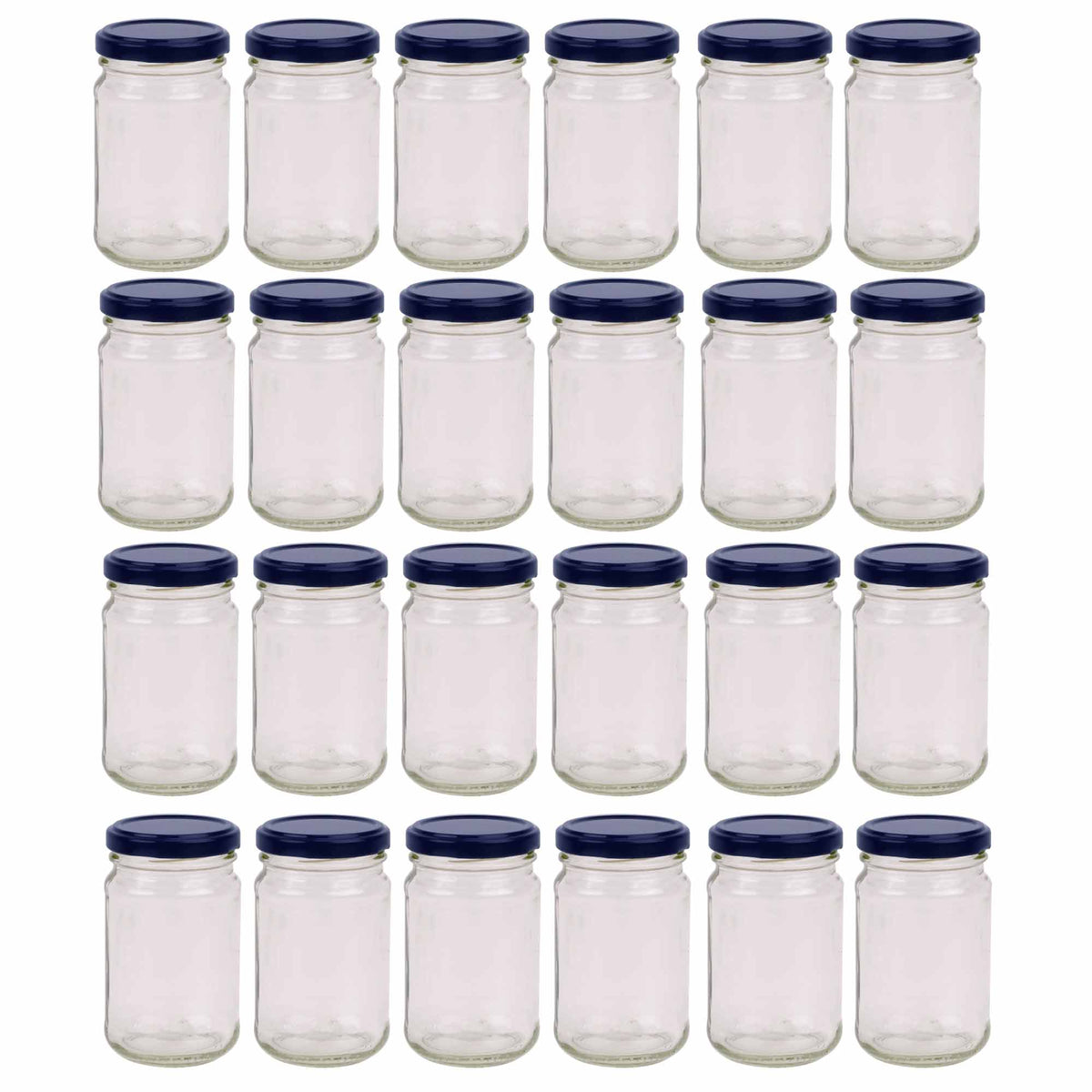 24x 375ml Flint Glass Jars + Twist Lids - Round Food Storage Preserving Jar