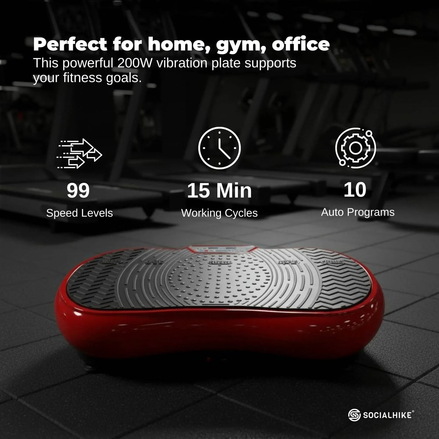 Social Hike Vibration Plate Exercise Platform - Vibrating Workout Machine Red