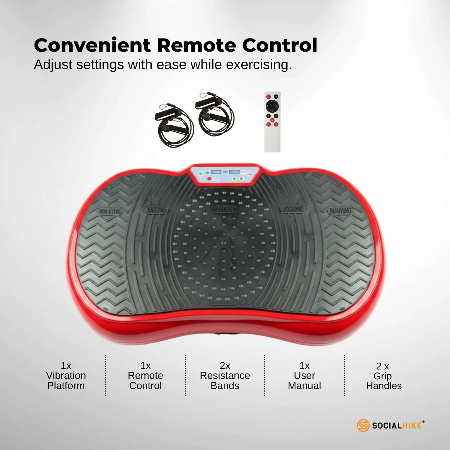 Social Hike Vibration Plate Exercise Platform - Vibrating Workout Machine Red