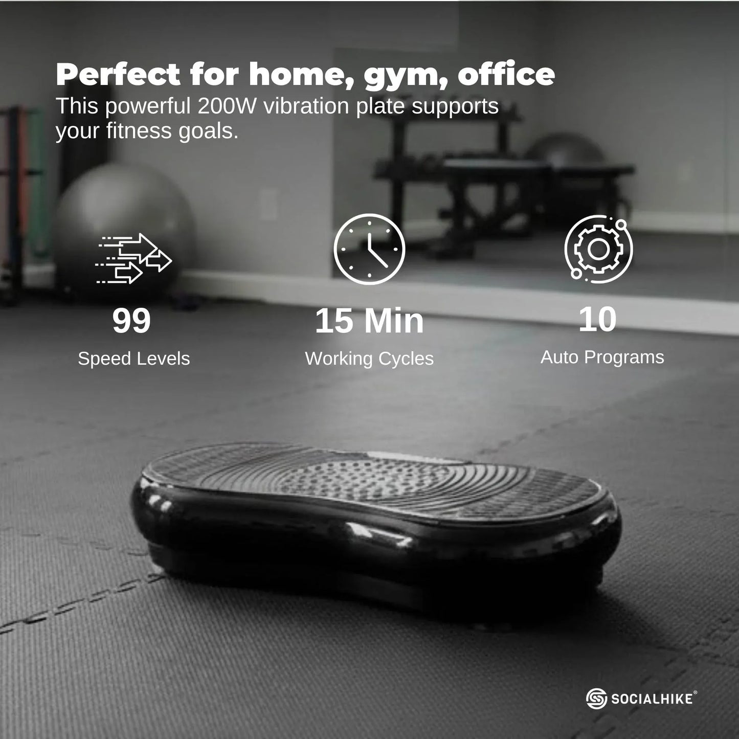 Social Hike Vibration Plate Exercise Platform - Vibrating Workout Machine Black