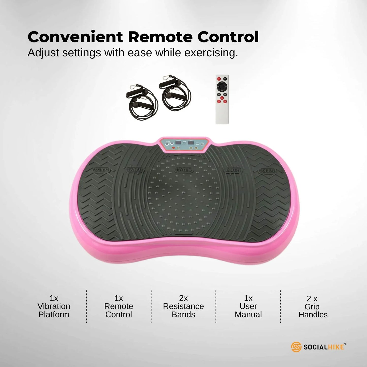 Social Hike Vibration Plate Exercise Platform - Vibrating Workout Machine Pink