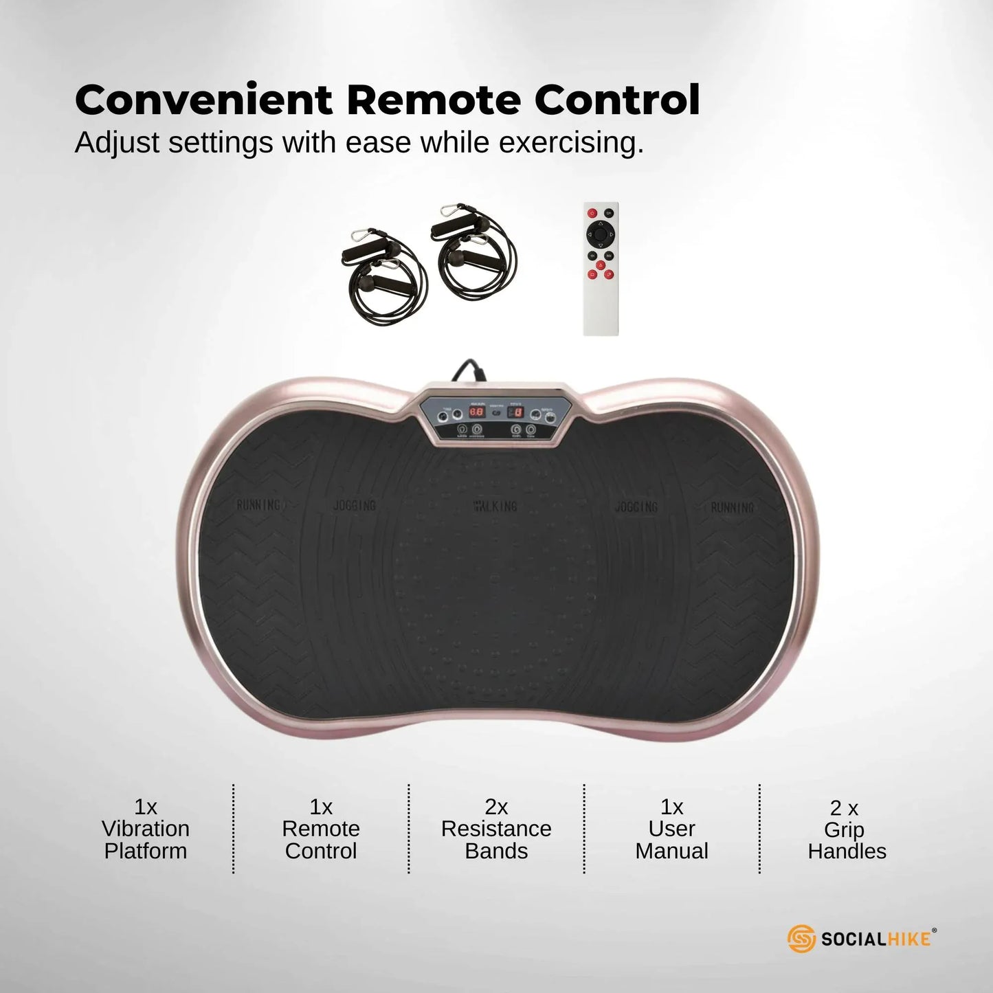 Social Hike Vibration Plate Exercise Platform - Vibrating Workout Machine Rose