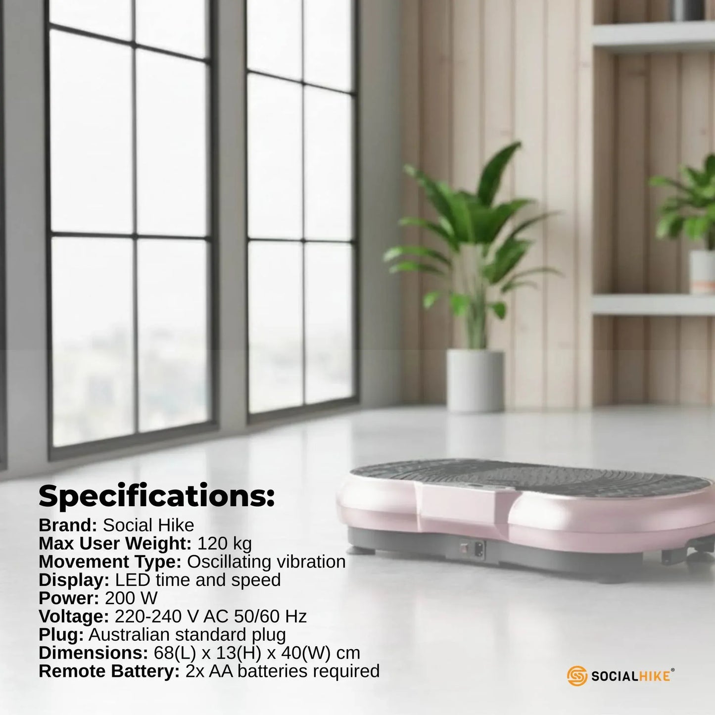 Social Hike Vibration Plate Exercise Platform - Vibrating Workout Machine Rose