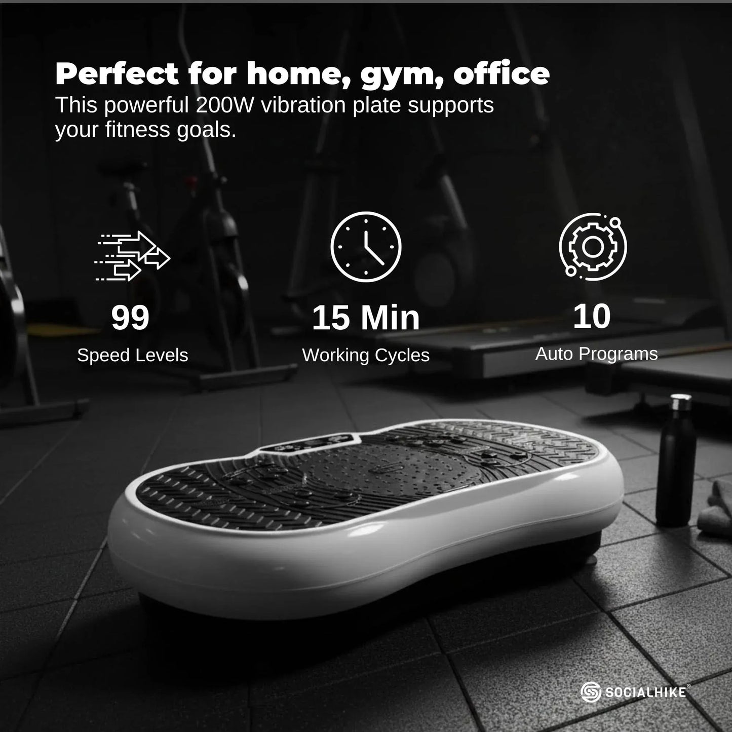 Social Hike Vibration Plate Exercise Platform - Vibrating Workout Machine White