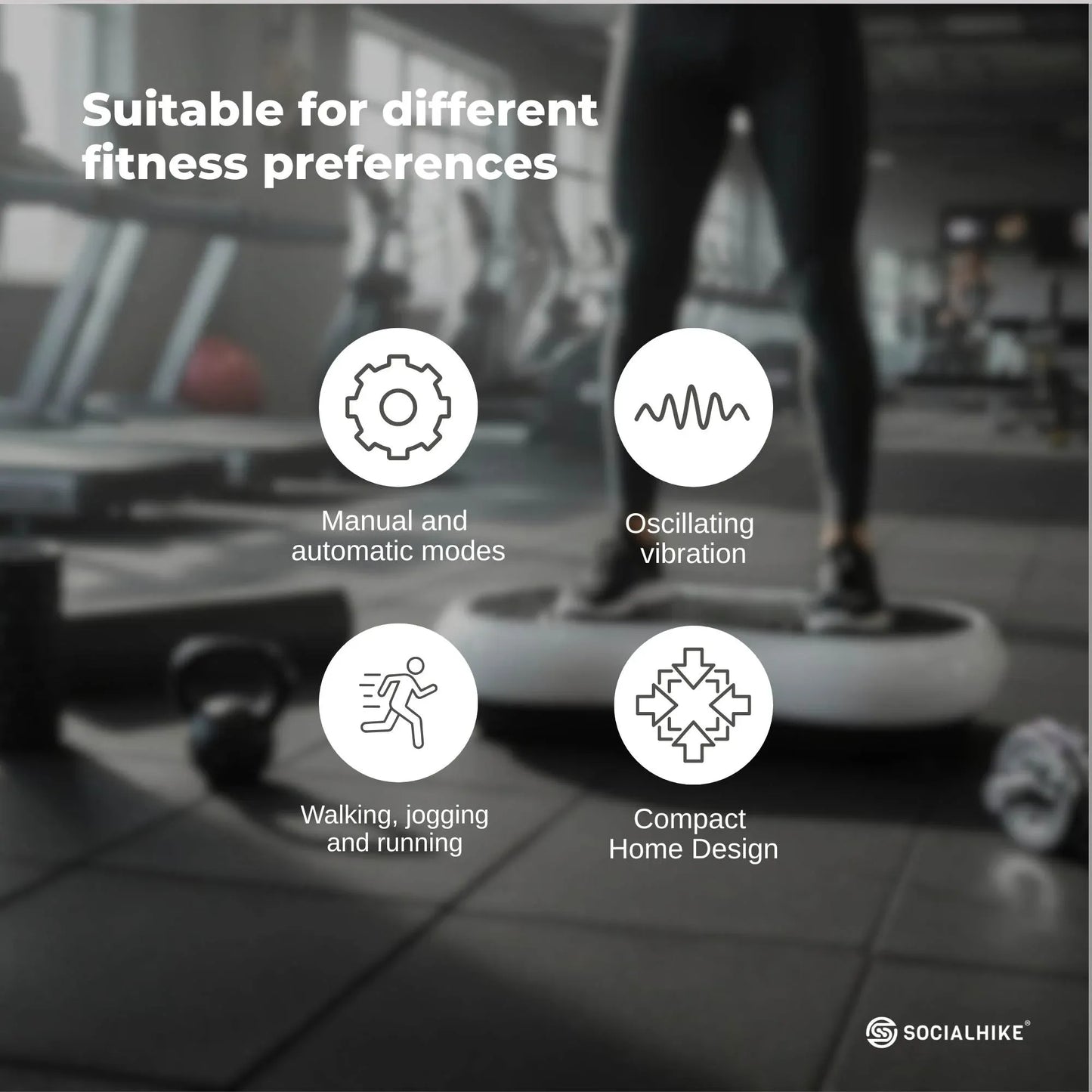 Social Hike Vibration Plate Exercise Platform - Vibrating Workout Machine White