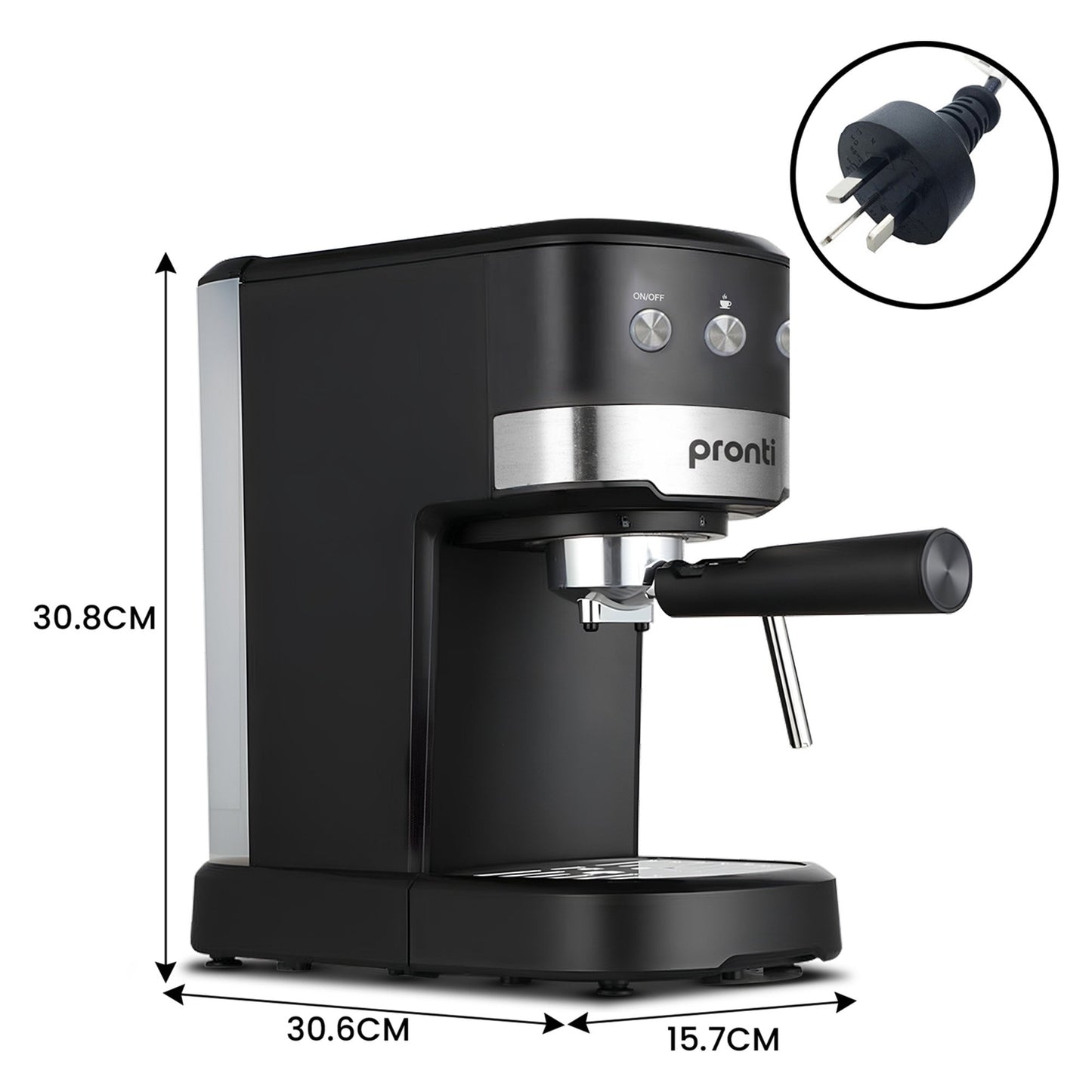 Pronti Breakfast Set with Rose Gold Kettle & Toaster with 1.2L Espresso Machine - White