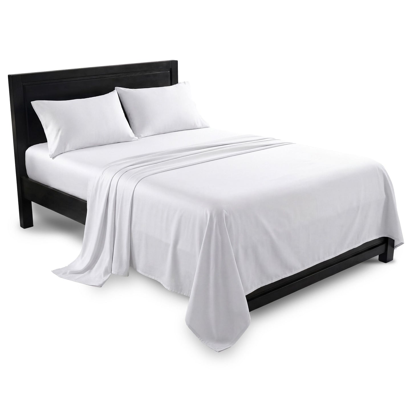 Laura Hill 750 Thread Count Pure Cotton Queen Bed Sheet Set 4 Piece Gift Pack - White