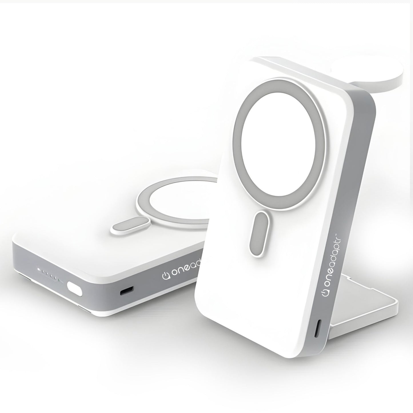 OneAdaptr OneGo White 5 in 1 MagSafe Charging Stand Power Bank