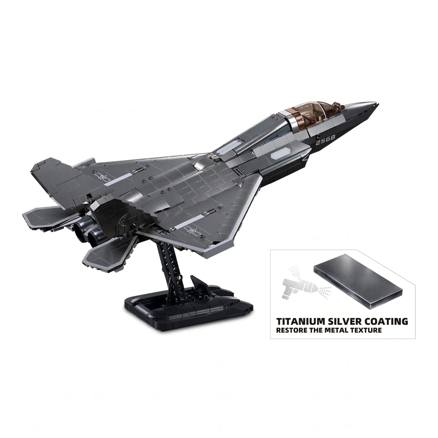 Sluban B1186 Model Kit 1:44 J35 Carrier Fighter Chinese Stealth Jet Plane Modern PLAAF Building Blocks DIY Set Toy