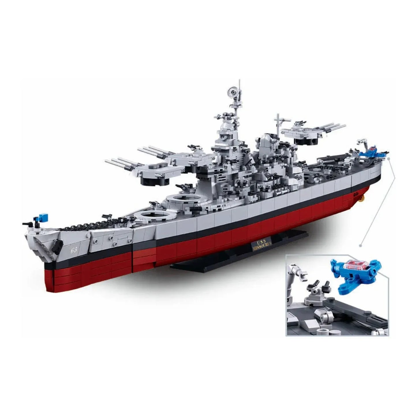 Sluban B1291 Model Kit 1:350 USS Missouri BB63 Mighty Mo Battleship Warship WWII Navy Vessel Boat Blocks DIY Set Toy