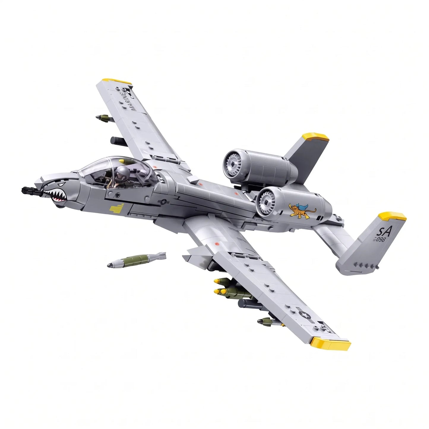 Sluban B1362 Model Kit 1:44 A10 Warthog Thunderbolt Attack Jet Fighter Plane USAF Military Building Blocks DIY Set Toy