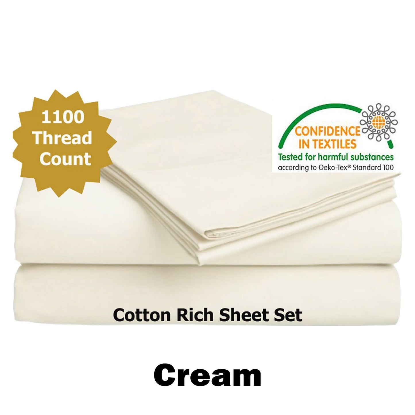 Luxury Living 1100TC Cotton Rich Sheet Set Cream King