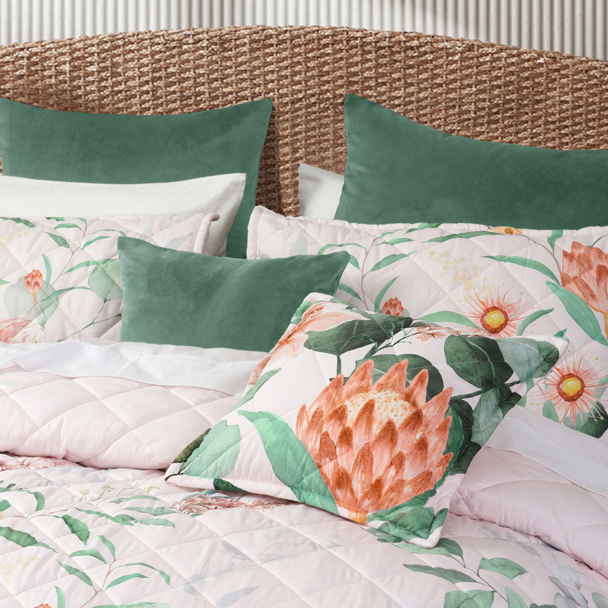 Bianca Sidney Blush Printed Floral Bedspread Set King