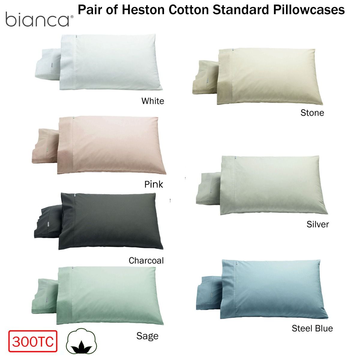 Bianca Pair of Heston Cotton Percale Standard Pillowcases Pink