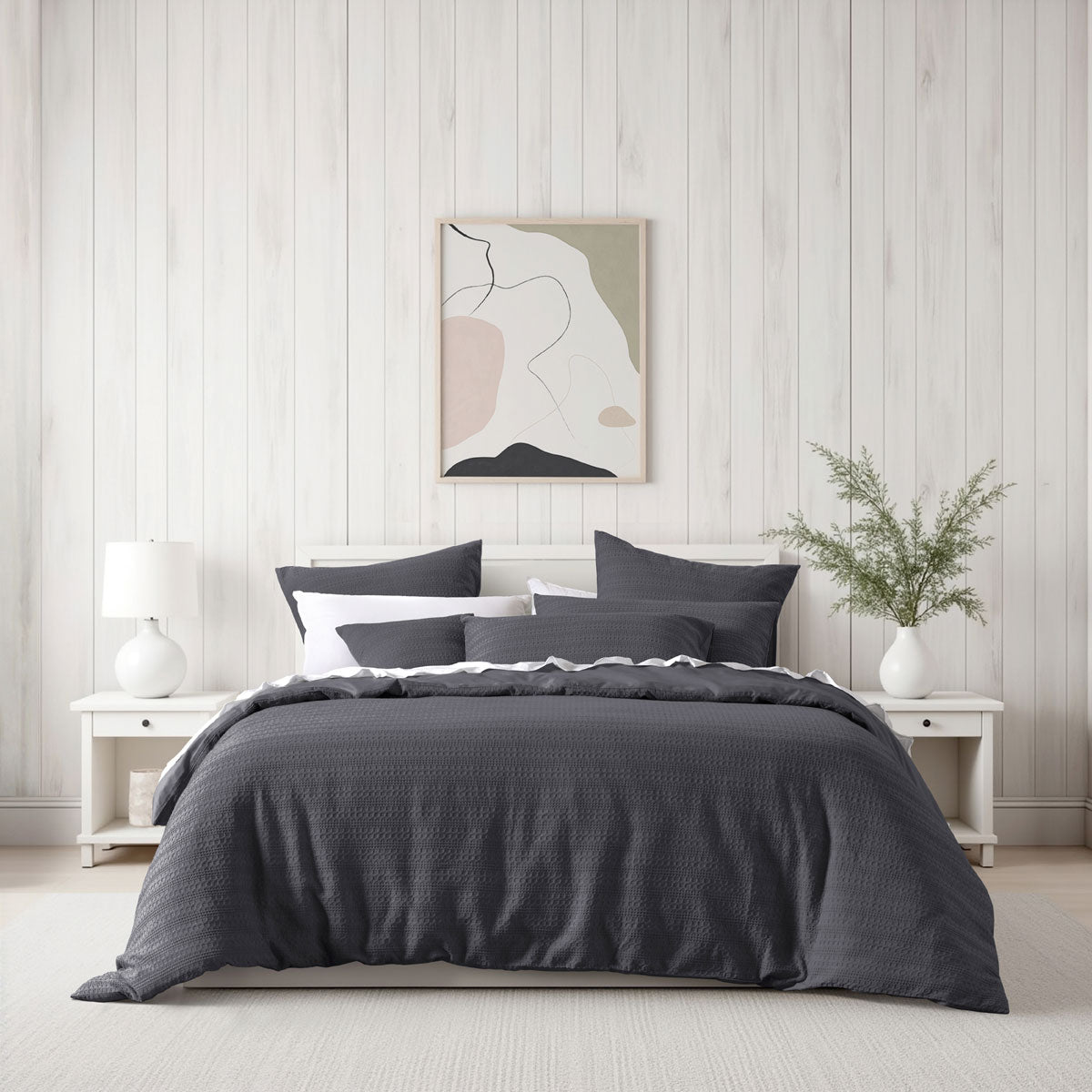 Bianca Kahlani Charcoal Waffle Quilt Cover Set King