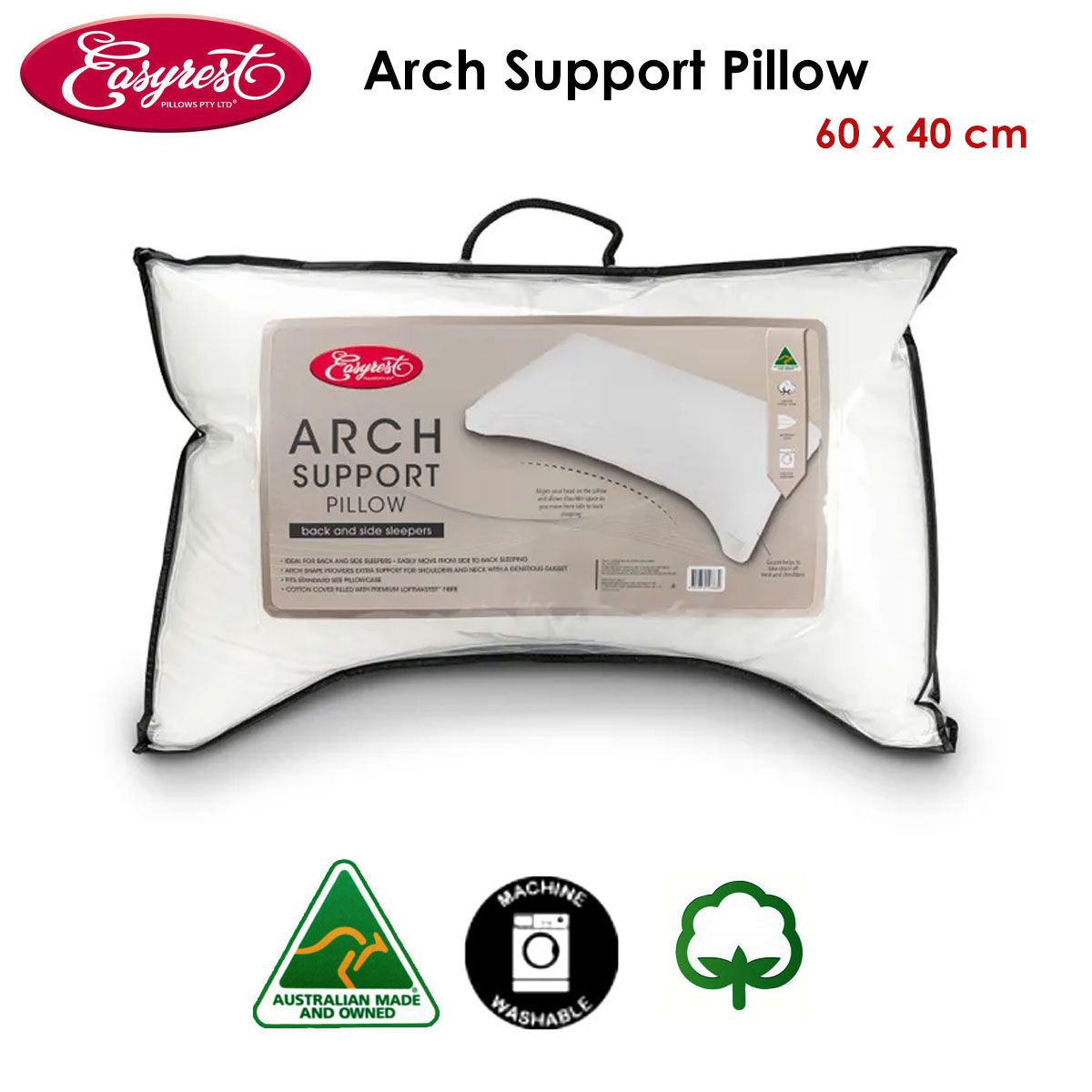 Easyrest Cotton Cover Arch Support Pillow 40 x 60 cm