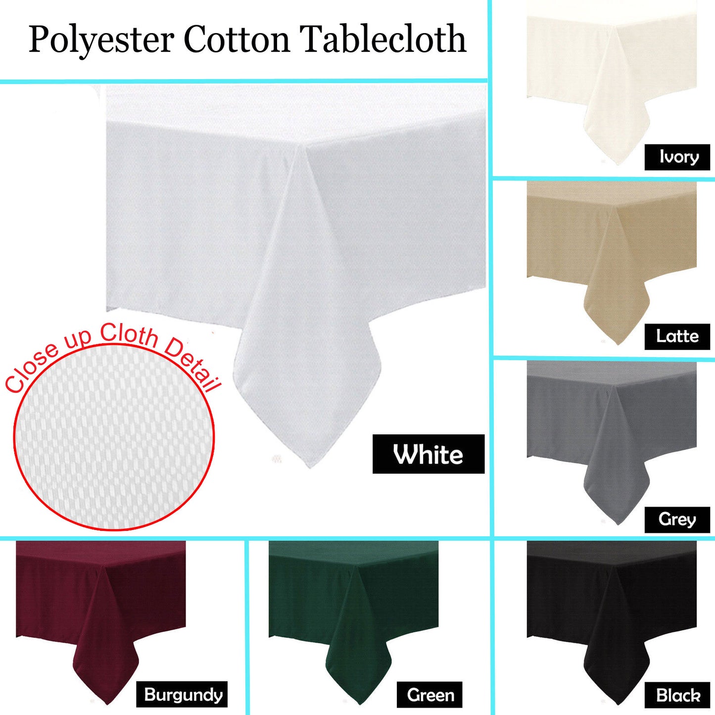 Polyester Cotton Tablecloth Latte 220 cm Round