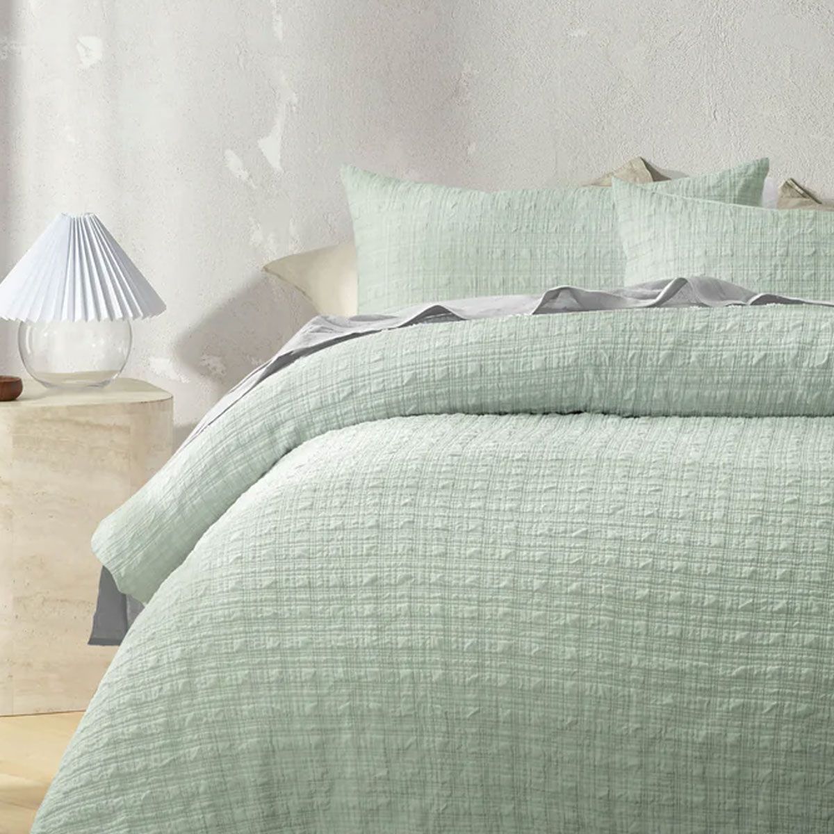 Accessorize Augusta Sage Crinkled Look Quilt Cover Set Queen