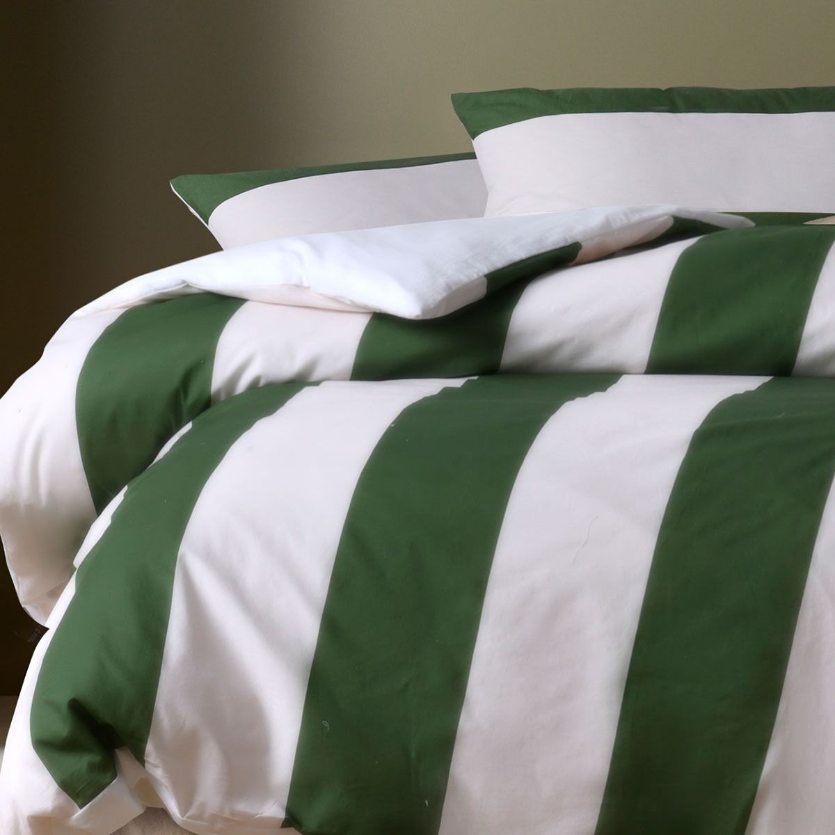 Accessorize Regency Green Striped Washed Cotton Quilt Cover Set King