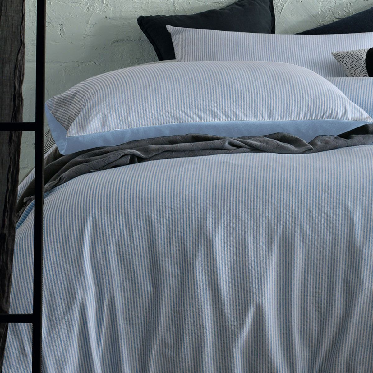 Accessorize Ripley Blue Striped Pattern Quilt Cover Set Double