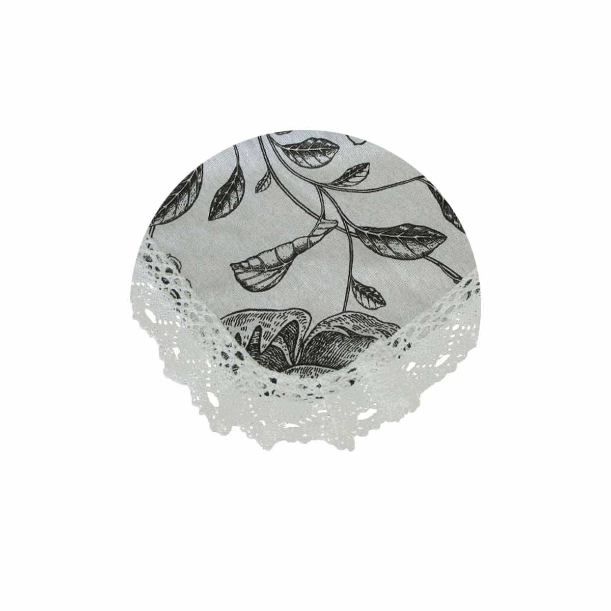 Botanical Printed Premium 60% Cotton 40% Linen Table Cloth with White Lace Edging 140 x 180 cm / 4 Seater