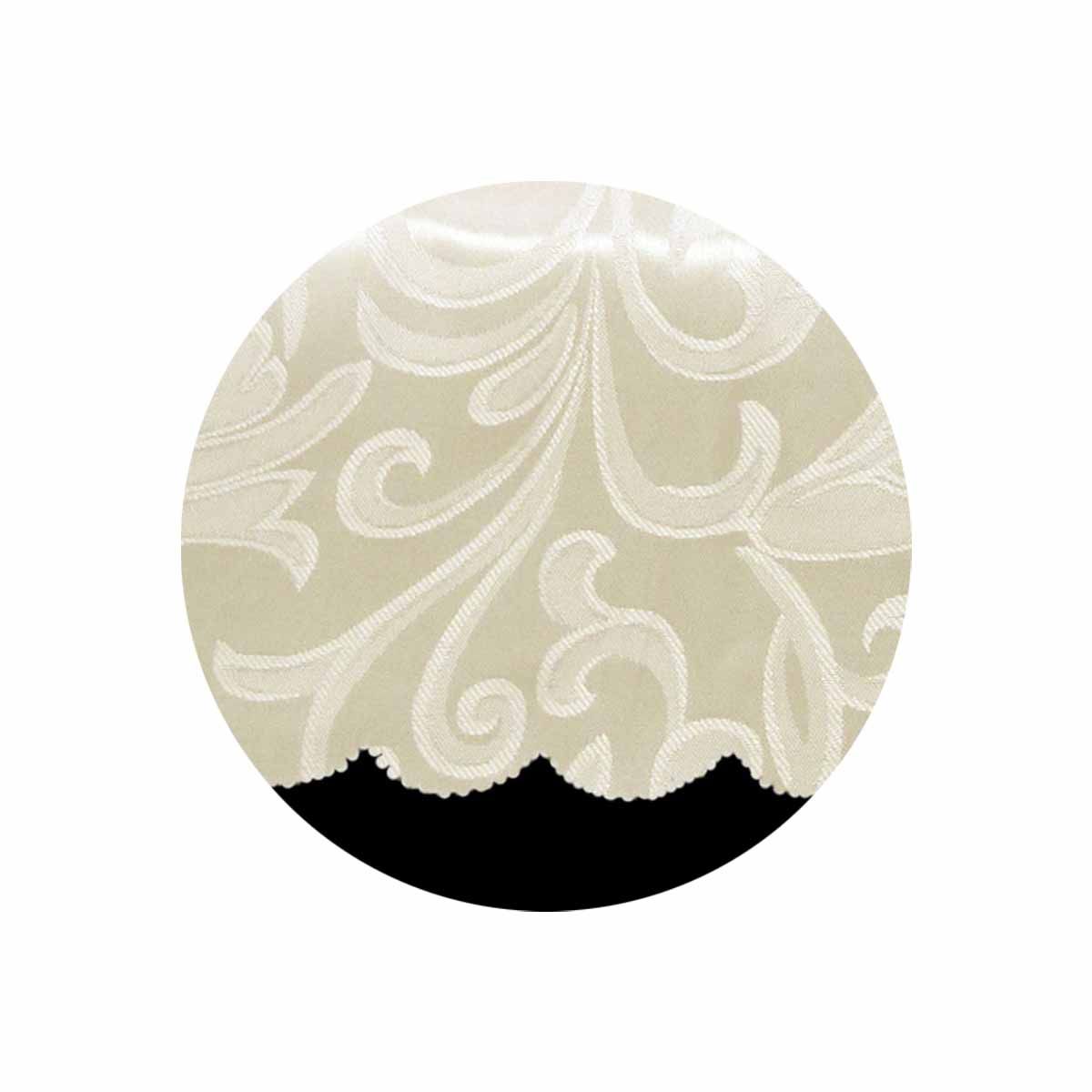 Swirl Leaf Cream Jacquard Table Cloth with Scalloped Edging 140 x 180 cm / 4 Seater