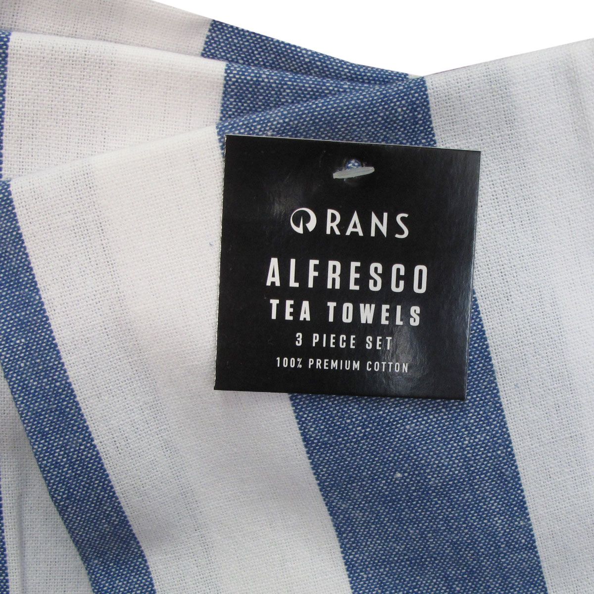 Rans Alfresco Stripes Cotton Set of 3 Tea Towels 45 x 65 cm Blue
