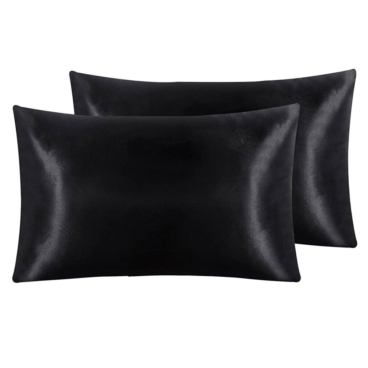 Pair of Standard Satin Silk Pillowcases with Envelope Closure 51 x 76 cm Grey