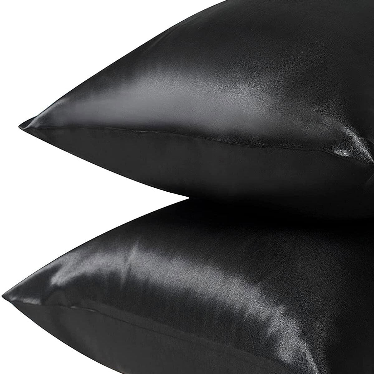 Pair of Standard Satin Silk Pillowcases with Envelope Closure 51 x 76 cm Ivory