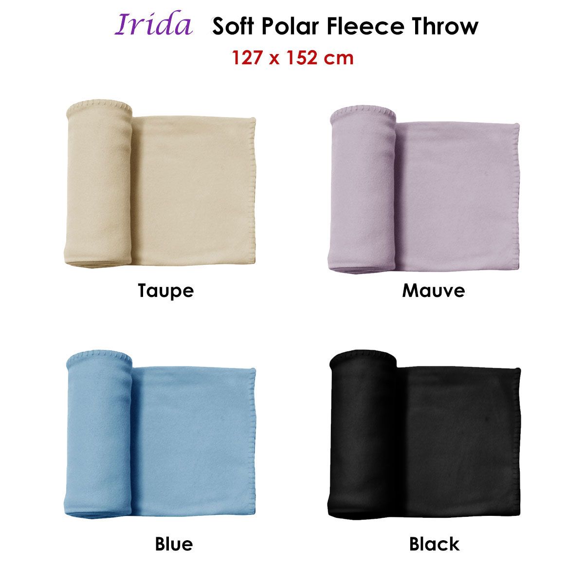Budget 150gsm Irida Soft Polar Fleece Throw 127 x 152 cm Taupe