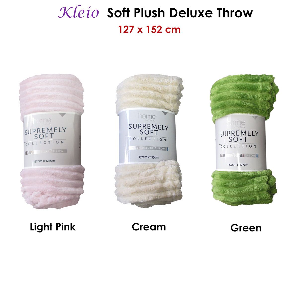 Kleio Soft Plush Deluxe Throw 127 x 152 cm Cream
