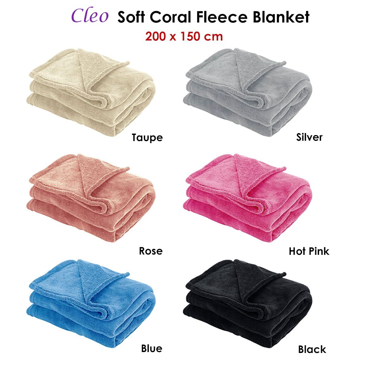 Cleo Soft Coral Fleece Extra Large Throw / Single Sized Blanket 150 x 200 cm Taupe