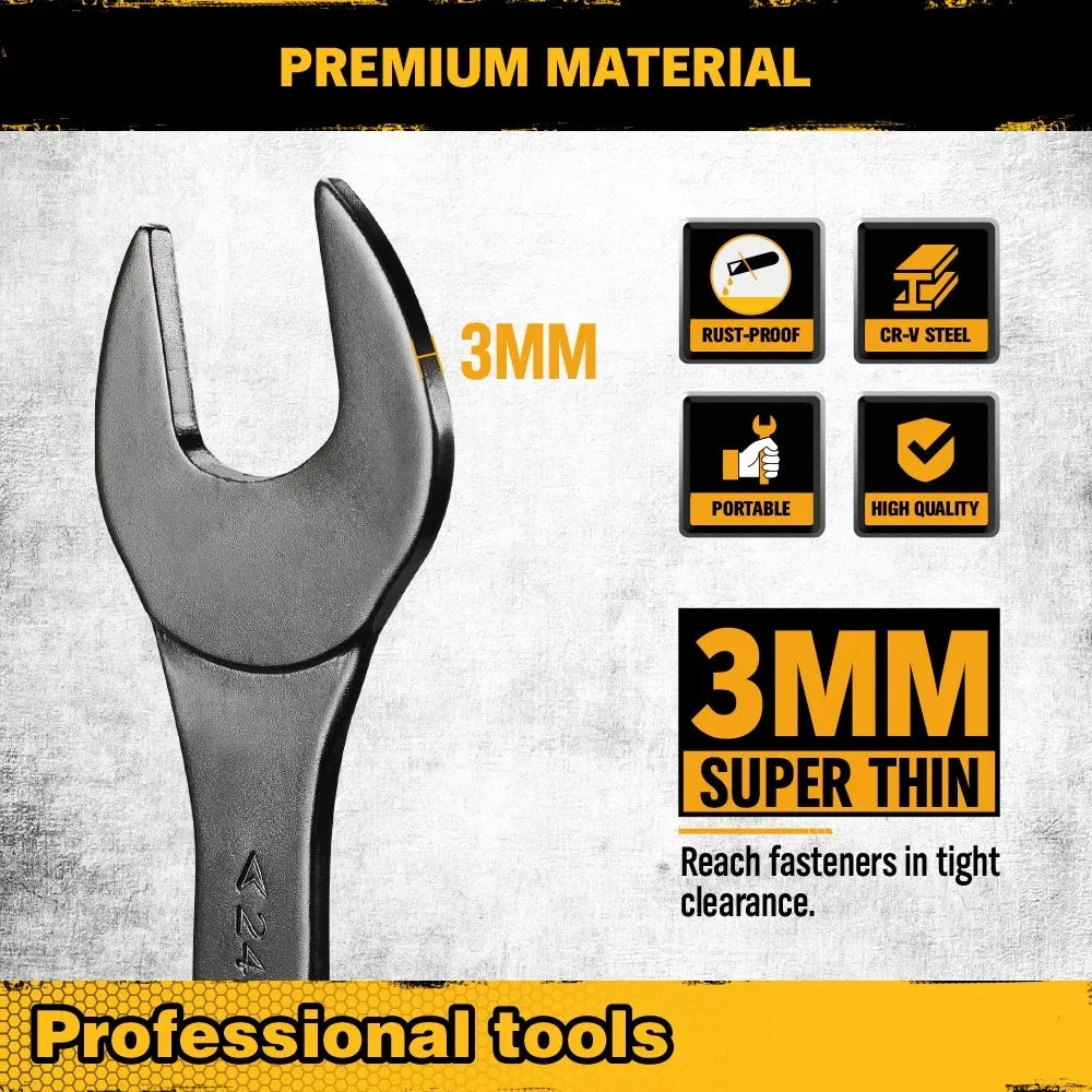 ELEAD 19Pcs 3mm Super Thin Wrench Set SAE Metric Chrome Vanadium Steel Tools