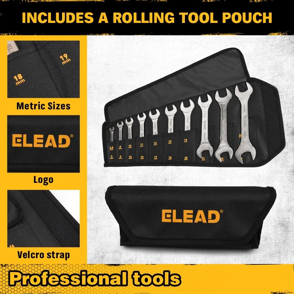 ELEAD 19Pcs 3mm Super Thin Wrench Set SAE Metric Chrome Vanadium Steel Tools