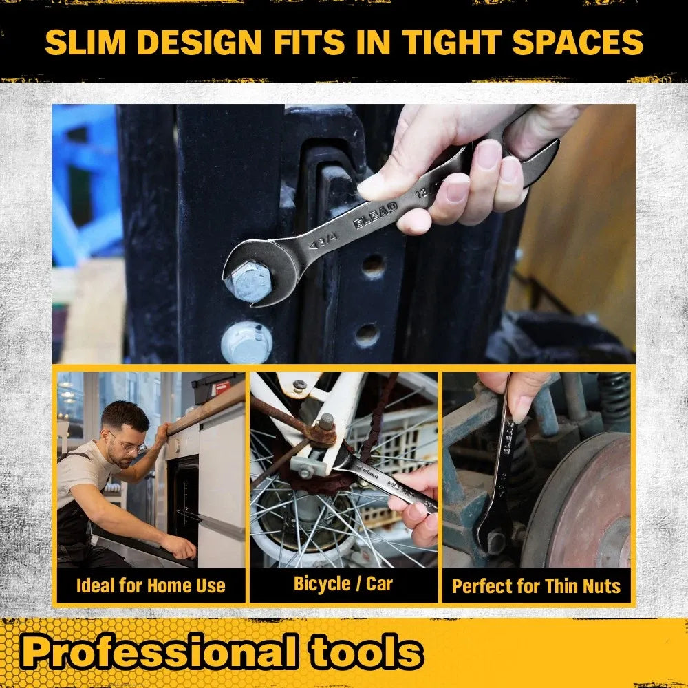 ELEAD 19Pcs 3mm Super Thin Wrench Set SAE Metric Chrome Vanadium Steel Tools