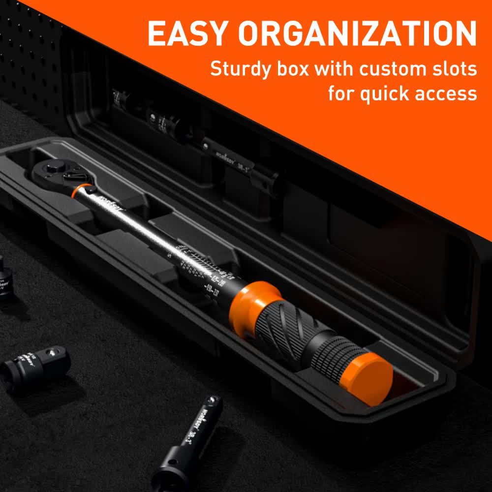 4Pc 3/8" Drive Click Torque Wrench Ratchet Socket  Adaptor Extension WorkShop