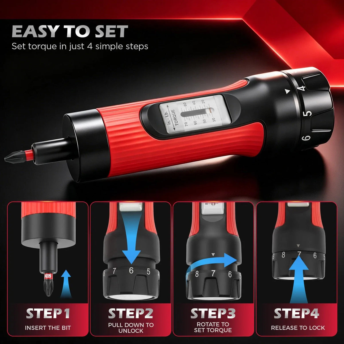 SEDY 64Pcs Torque Screwdriver Set 10-70 in-lb S2 Bits Magnetic Nut Driver Kit