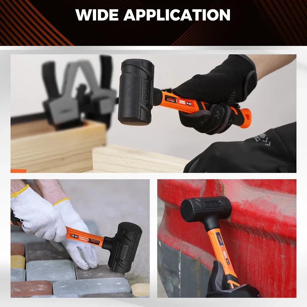 HORUSDY 4PCS Dead Blow Hammer Set Steel Shot Non-Slip Grip Carpentry & Tile