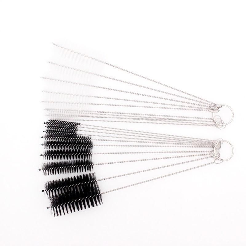 10Pcs Nylon Straw Brush Cleaner Bottle Tube Pipe Small Long Cleaning - White