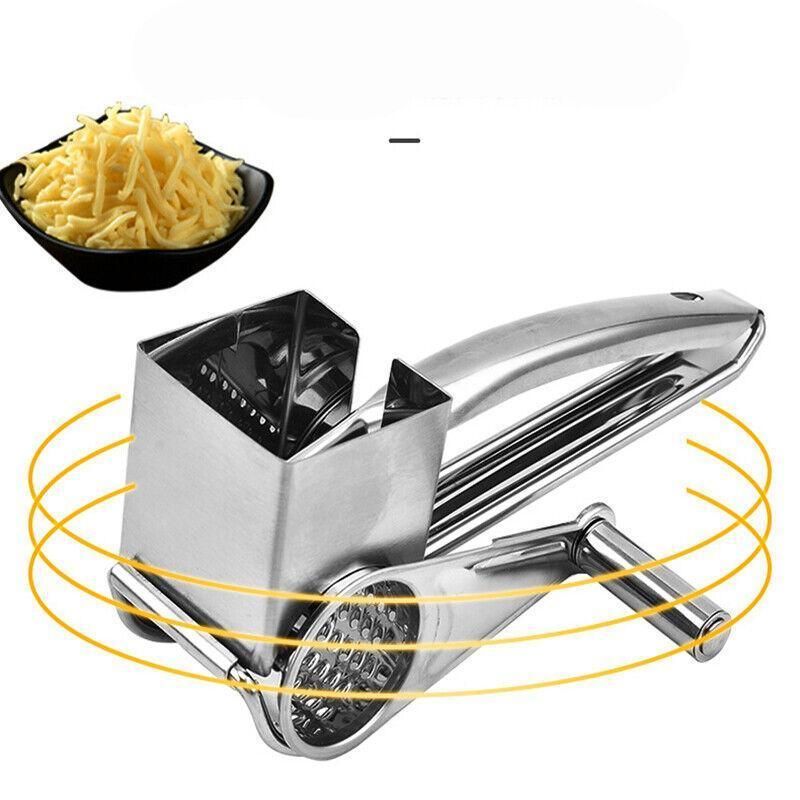 Rotary Cheese Grater Stainless Steel 4 Blade Set Kitchen Slicer