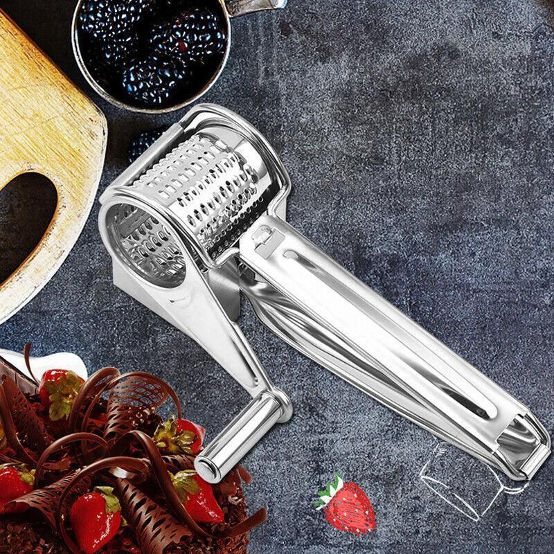 Rotary Cheese Grater Stainless Steel 4 Blade Set Kitchen Slicer