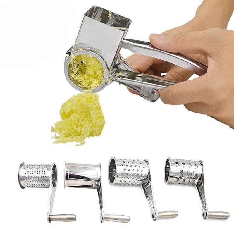 Rotary Cheese Grater Stainless Steel 4 Blade Set Kitchen Slicer