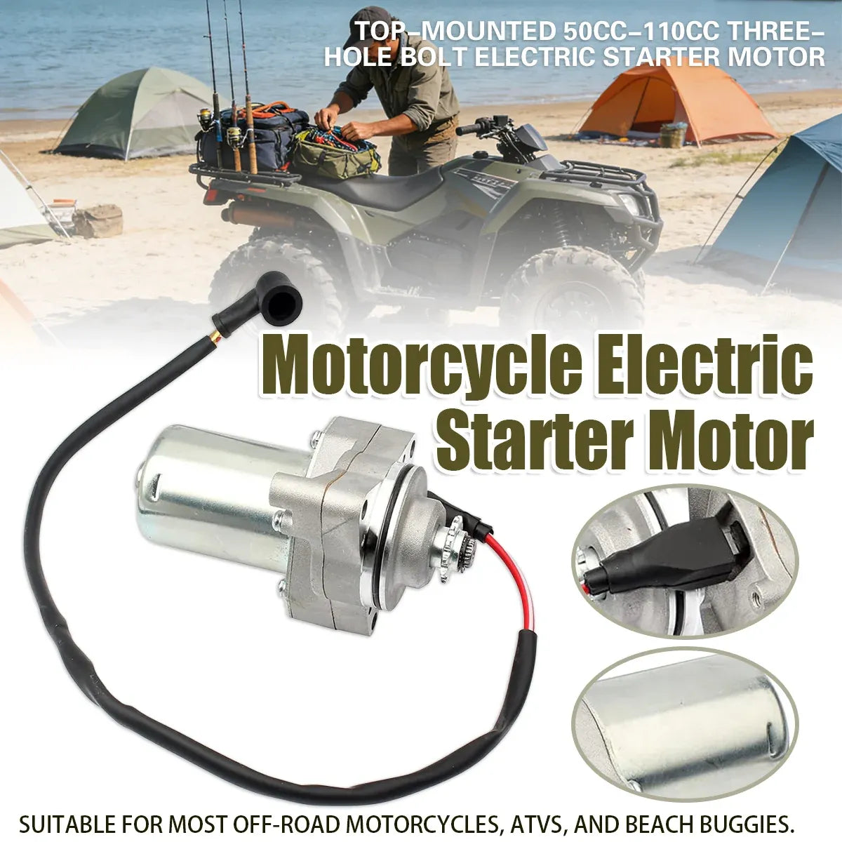 Motorcycle Electric Starter Motor 50CC-110CC Dirt Bike ATV Scooter Replacement