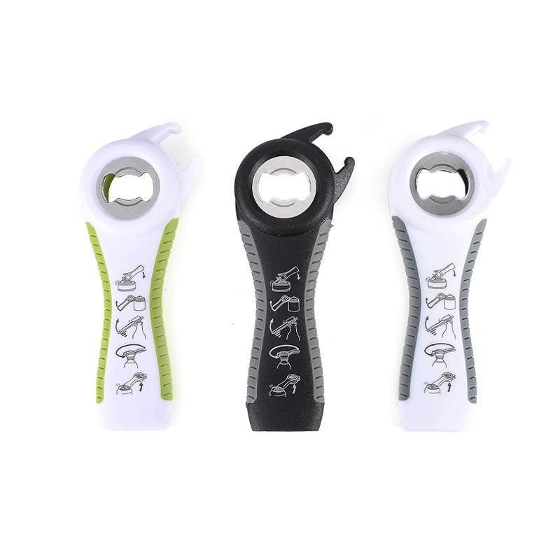 Multi 5 In 1 Manual Cap Kitchen Tool Jar Twist Off Lid Bottle Can Opener Gadget - Grey