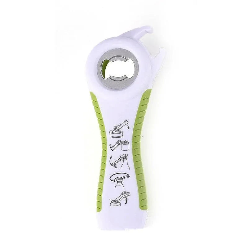 Multi 5 In 1 Manual Cap Kitchen Tool Jar Twist Off Lid Bottle Can Opener Gadget - Green